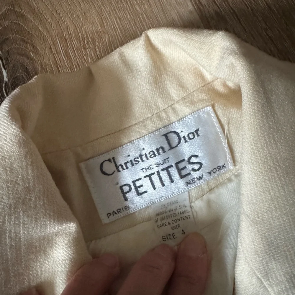 Christian‎ Dior Petite Cream Double-Breasted Blazer Size 4